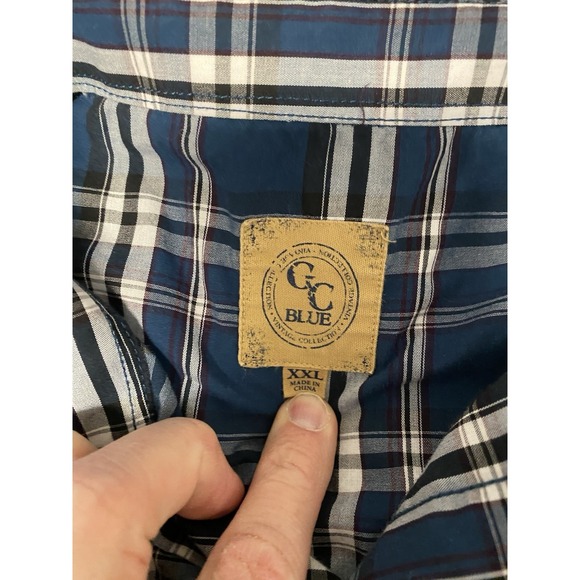 GC Pearl Snap Western Shirt XXL Plaid Blue White Long Sleeve - Picture 3 of 11